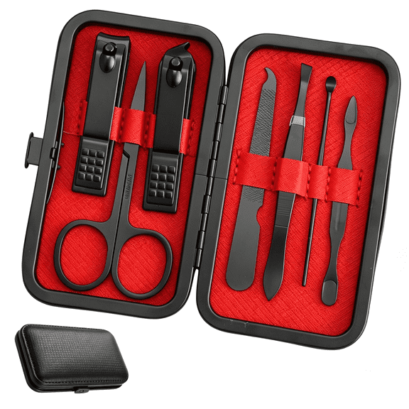 Men's Manicure Set – Professional Nail & Pedicure Kit with Travel Case – Personal Grooming Tools for Fingers & Toes – Ideal Gift for Husbands, Boyfriends, Parents – Black