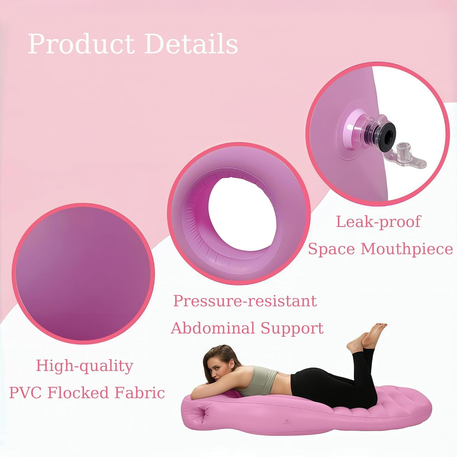 Pregnancy Pillows for Sleeping: Full Body Pregnancy Pillow, 2025 New Inflatable Pregnancy Pillow with Hole, Maternity Pillow for Stomach Sleeping,Back Pain Relief,Pool Floating, Includes Pump (Pink)