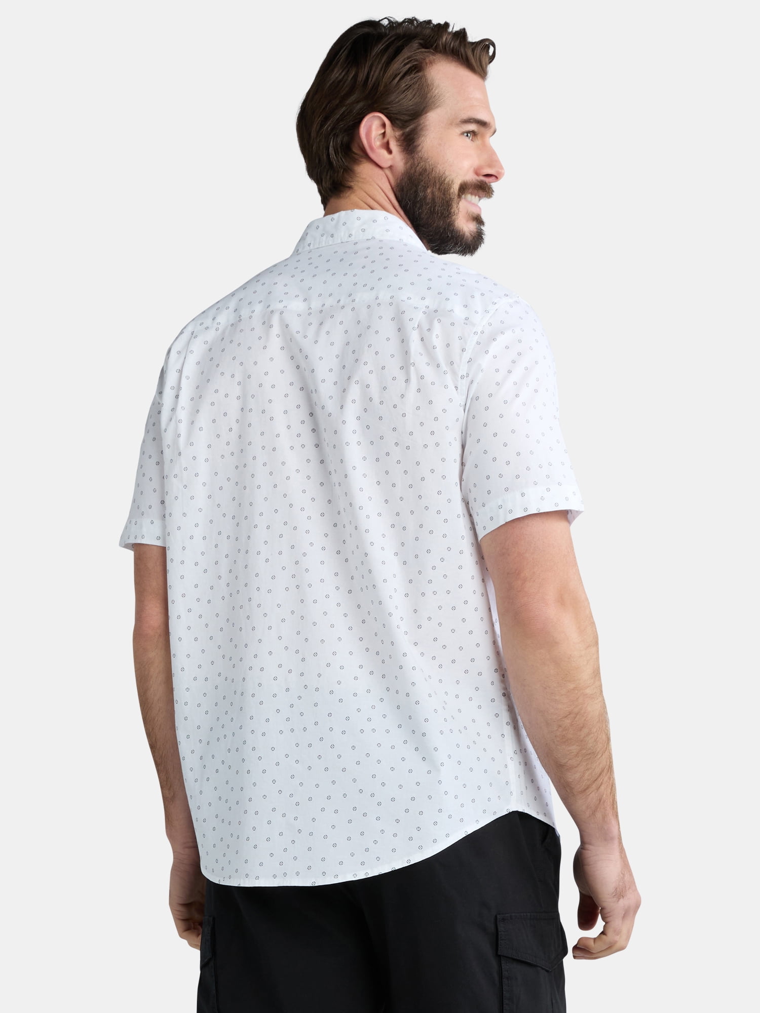 George Men's & Big Men's Classic Fit Short Sleeve Button-Up Poplin Shirt, Sizes S-3XL