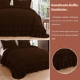 thumbnail image 5 of 3 Piece Luxury 5 Inch Two Layer Ruffle Comforter 550 GSM All Season (Full/Queen Size) Premium Super Soft - 800 TC, 100% Egyptian Cotton- Solid Chocolate Colour, 5 of 7