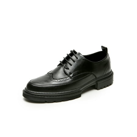 

Avamo Mens Flats Pointed Toe Leather Shoe Oxford Brogue Dress Shoes Party Wedding Non Slip Wingtip Black 10