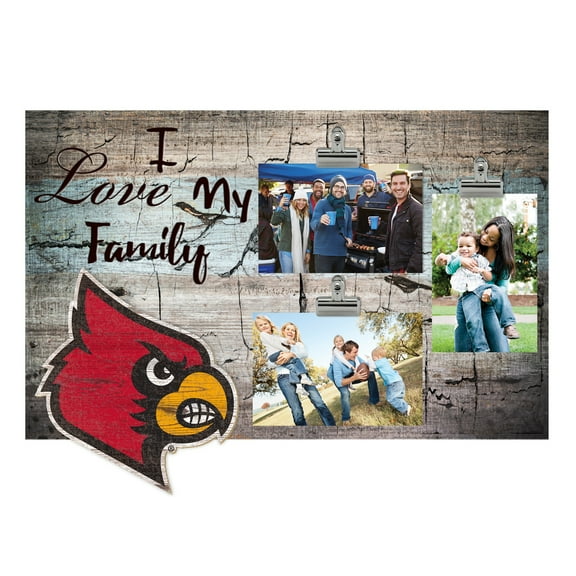 Louisville Cardinals 11" x 19" I Love My Family Clip Photo Frame