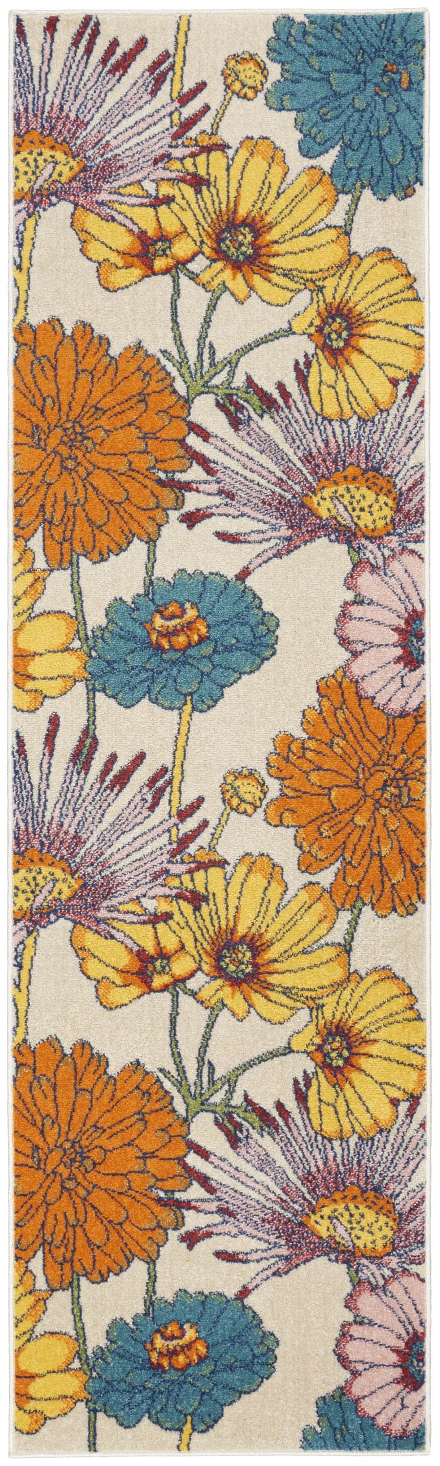Nourison Allur Modern Floral Ivory Multicolor 2'3" x 7'6" Area Rug, (8' Runner)