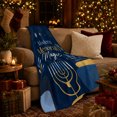 thumbnail image 3 of Modern Menorah With Geometric Accents Print Cozy Flannel Blanket with a Modern Geometric Typography Motif, Appreciation Gift for Hanukkah Celebrants and Living Room and Bedroom Home Decor, 3 of 7