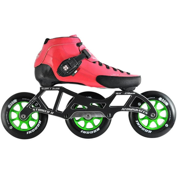 Atom Luigino Strut 3 Wheel Indoor Inline Skate Package (Boom Indoor 90mm XFirm, 12J, Pink, SWISS)