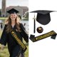 thumbnail image 4 of CaiYueKe Graduation Headband and Shoulder Straps for Congrats Grad Party Supplies Bachelor Cap Headband with Doctoral Hat Black Sash Satin Tassels Tiaras for Graduation Party Dress up Favor Photo, 4 of 4