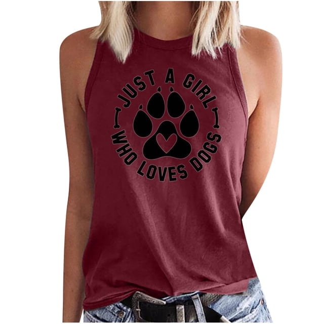Camiseta Sin Mangas Para Mujer Sin Mangas Cami Tops Moda Casual Impreso Señoras Cuello Redondo Chaleco Camiseta Odeerbi ODB157695