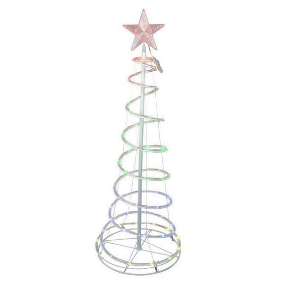 Celebrations 9081024 4 ft. Slim LED 73 Light Spiral RGB Ribbon Color Changing Christmas Tree, Multi Color