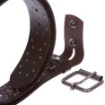 thumbnail image 3 of 1 1/2" Oil Tanned Metal Circle Studded Vintage Genuine Leather Belt, 3 of 4