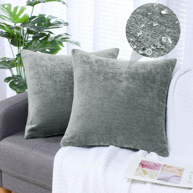 PiccoCasa Set of 2 Soft Water Repellent Throw Pillow Covers Light Gray 18x18 Inch