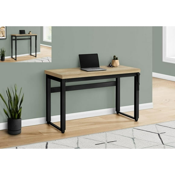 Monarch Specialties Computer Desk, Home Office, Standing, Adjustable, 48"l, Work, Laptop, Metal, Laminate, Natural, Black, Contemporary, Modern