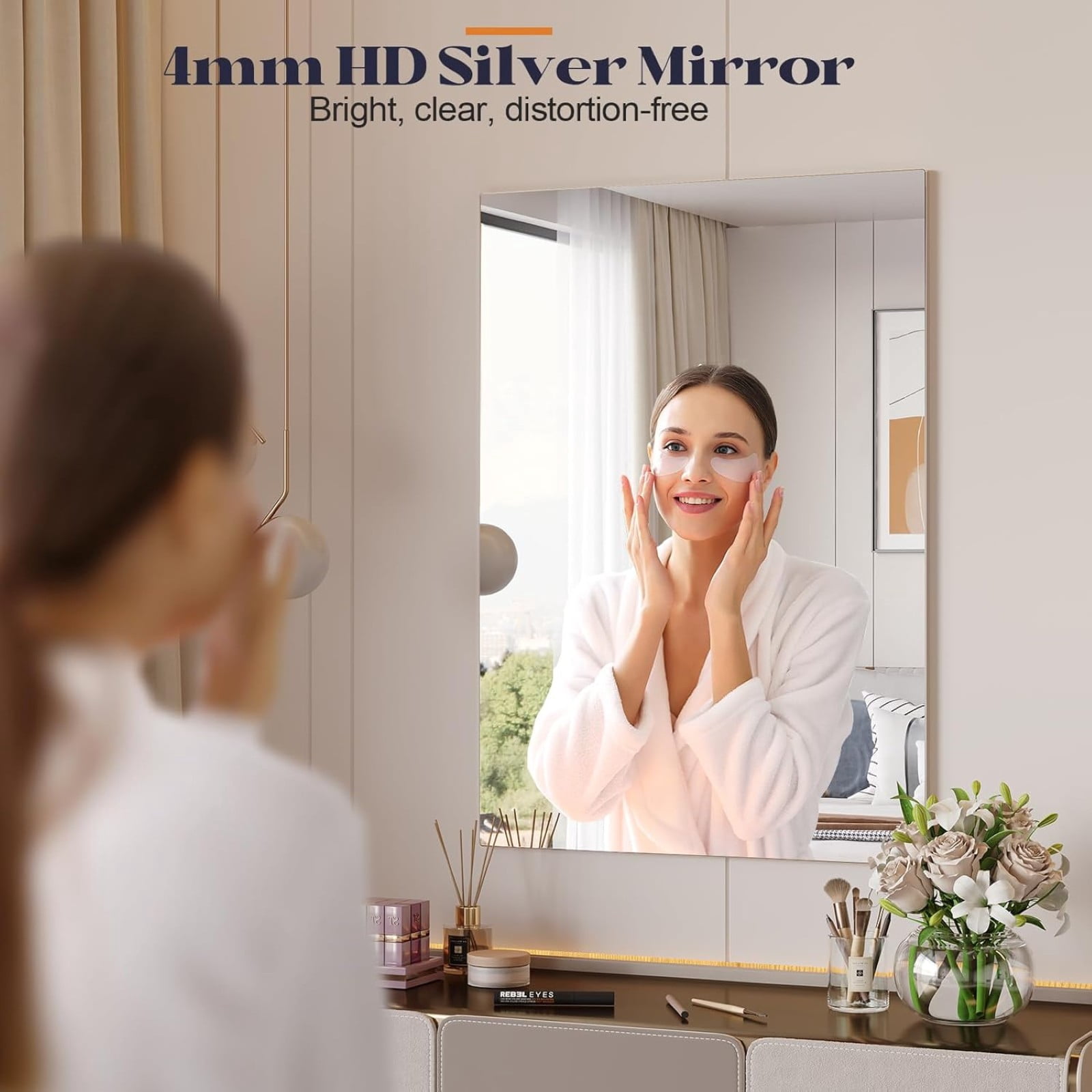 Gleamira 28"x36" Frameless Bathroom Mirror Rectangle Wall Mirror with Vanity Mirror Over Sink