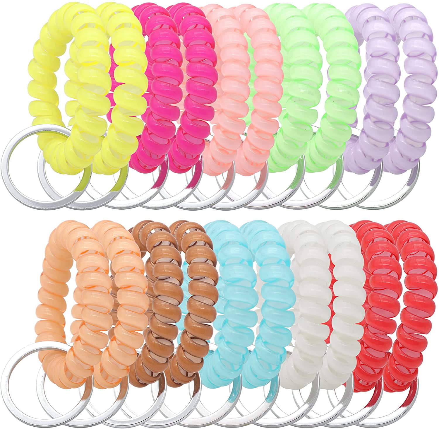 Sauna and Outdoor Activities Place 1 YAKA 20PCS Mix-colour Plastic Stretchable Spring Coil Key Chain-Spiral Coil Wrist Keychain for Office Workshop Shopping Mall 