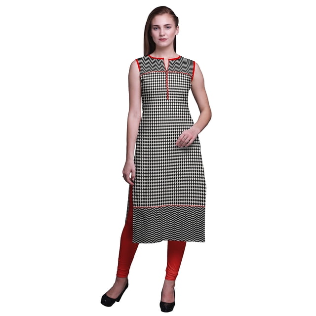 Bimba Tuniques Droites pour Femmes Imprimées Sans Manches Kurti Décontractée Robe Grande