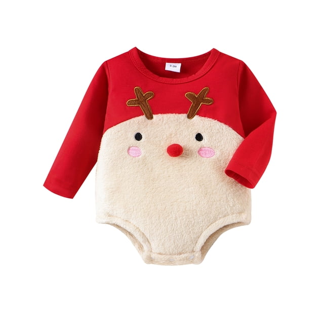 Gupgi Barboteuse de Noël pour Bébé, Manches Longues, Col Rond, Automne Hiver, 0-18 Mois