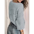 thumbnail image 3 of Womens 2023 Cute Elegant Soft Crewneck Long Sleeve  Cable Knit Pullover Sweaters, 3 of 9