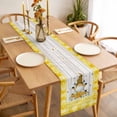 thumbnail image 3 of Table Runner 70 Inches Long for Kitchen Dining, Yellow Gnomes Dresser Scarf Farmhouse, Dining Table Decorations for Wedding/Parties, Spring Bees Daisy Plaid Wooden Grain 13 x 70 In, 3 of 8