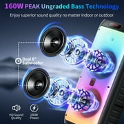 JYX Party Speaker with Wheels for Outdoor, Bluetooth Speaker with 2 Microphones, Dual 8 Subwoofer Deep Bass, Rgb Lights, T38-T