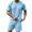 Sky Blue, variant on Men's 2 Piece Loungewear Set Short Sleeve Shirt & Shorts Summer Outfits Casual Comfortable Tracksuit Loose Fit Heavyweight Tshirt & Drawstring Shorts Casual Summer Outfits Dark Blue L
