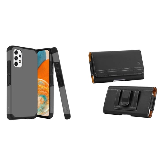 MK Armor Case for Samsung Galaxy A23 5G and Belt Holster Pouch - Gray