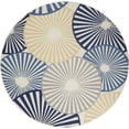 thumbnail image 4 of HomeRoots 545324 8 ft. Round Geometric Power Loom Area Rug, Blue & Ivory, 4 of 9