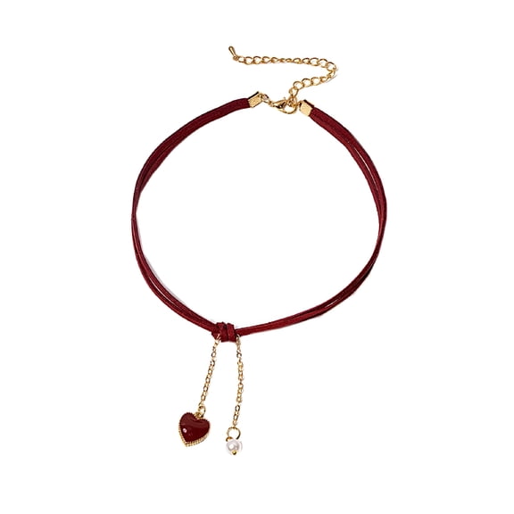 DESIGNICE Women'S Classic Velvet Ribbon Choker Heart Necklace Party Jewelry Red Necklaces for Women