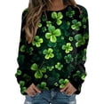 thumbnail image 1 of EHQJNJ Chandail en Molleton pour Jeunes Femmes T-Shirts St Pa Day Col Rond Chandail en Molleton Vert Manches Raglan Pull Tops Amples Hauts Habillés Chandails en Molleton pour Femmes Col Rond Chandails en Molleton en Molleton Mignon pour Femmes, 1 of 5