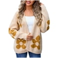 thumbnail image 3 of Sentmoon Cardigan Léger pour Femmes, Coupe Ample, Manches Longues, Chandails d'Automne pour Femmes, Imprimé Floral, Extensible et Flexible, Tenue Décontractée Ample pour Femmes, Hiver, Élégant pour Tenue de Bureau Décontractée, Beige, TG, 3 of 9