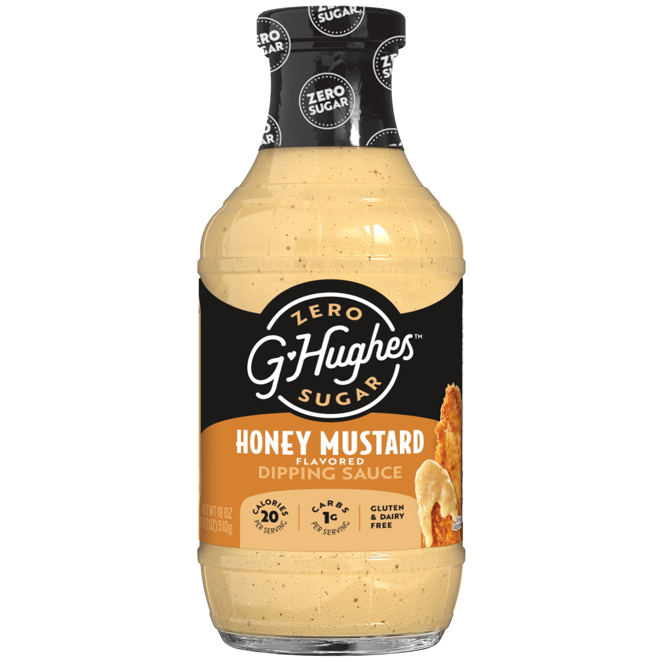 (3 pack) G Hughes Zero Sugar Honey Mustard Dipping Sauce, 18 oz