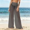 thumbnail image 2 of Levmjia Women's Bohemian Beach Pants Swimwear Cover Up Lightweight Rayon Chiffon Polka Dot Print Loose Fit Plus Size Casual Trousers S-2XL, 2 of 7