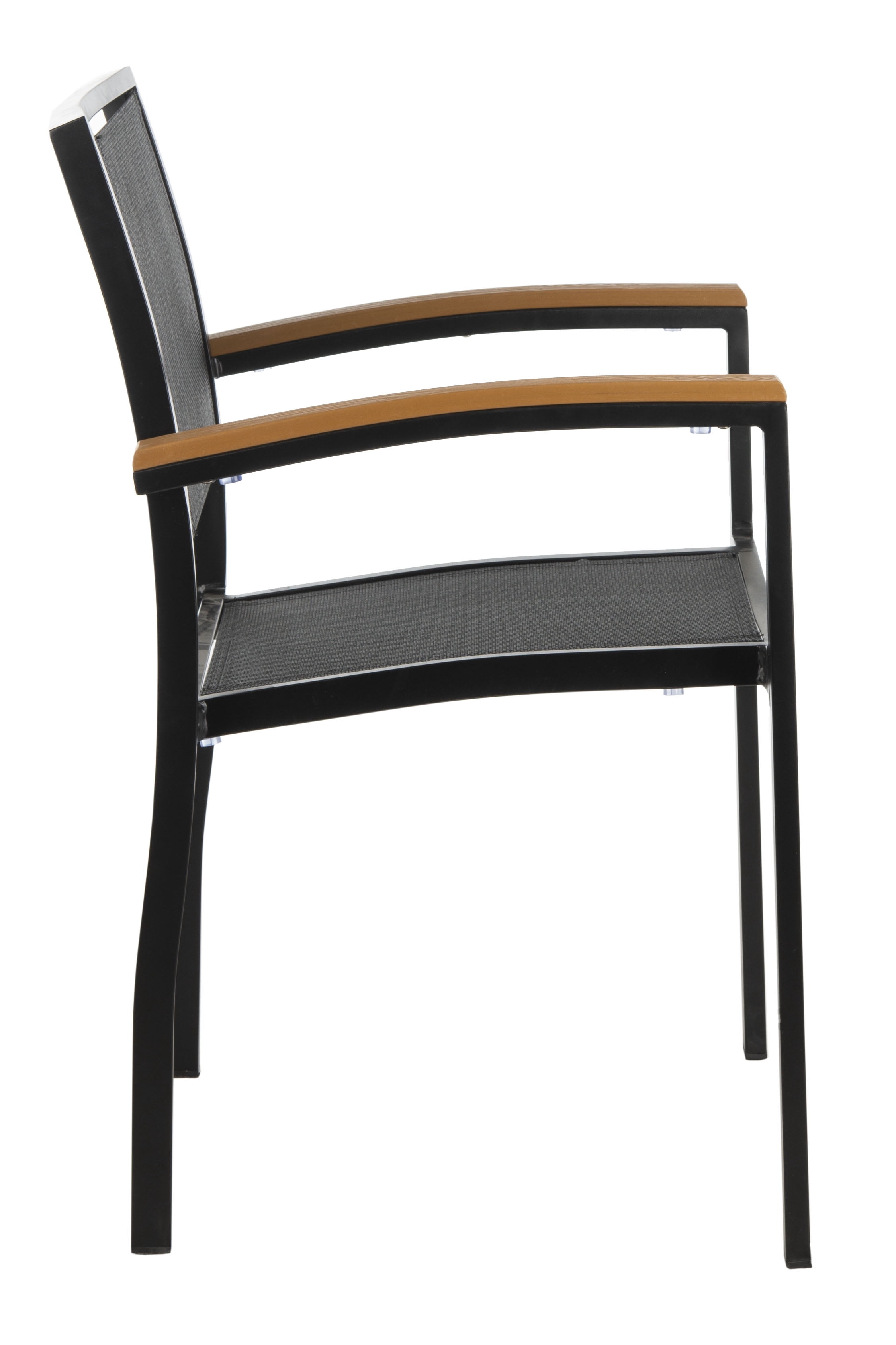 SAFAVIEH Kaelan Outdoor Patio Stackable Chair, Black/Brown, Set of 2