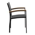 thumbnail image 5 of SAFAVIEH Kaelan Outdoor Patio Stackable Chair, Black/Brown, Set of 2, 5 of 12
