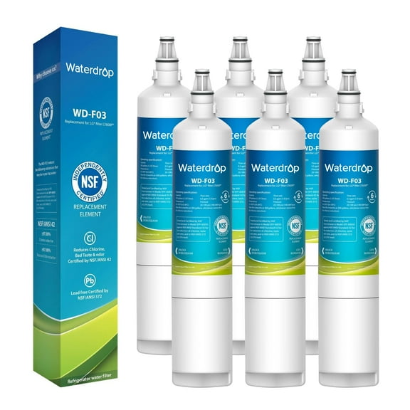 Waterdrop 5231JA2006A Replacement for LG® LT600P®, KENMORE 9990, 5231JA2006B, KENMORECLEAR 46-9990, WFC2001, RWF1000A Refrigerator Water Filter, 6 Filters