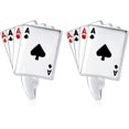 thumbnail image 2 of Gemelos en Forma de Poker Carta Gemelos de Moda de Color Plateado para Hombres, 2 of 5