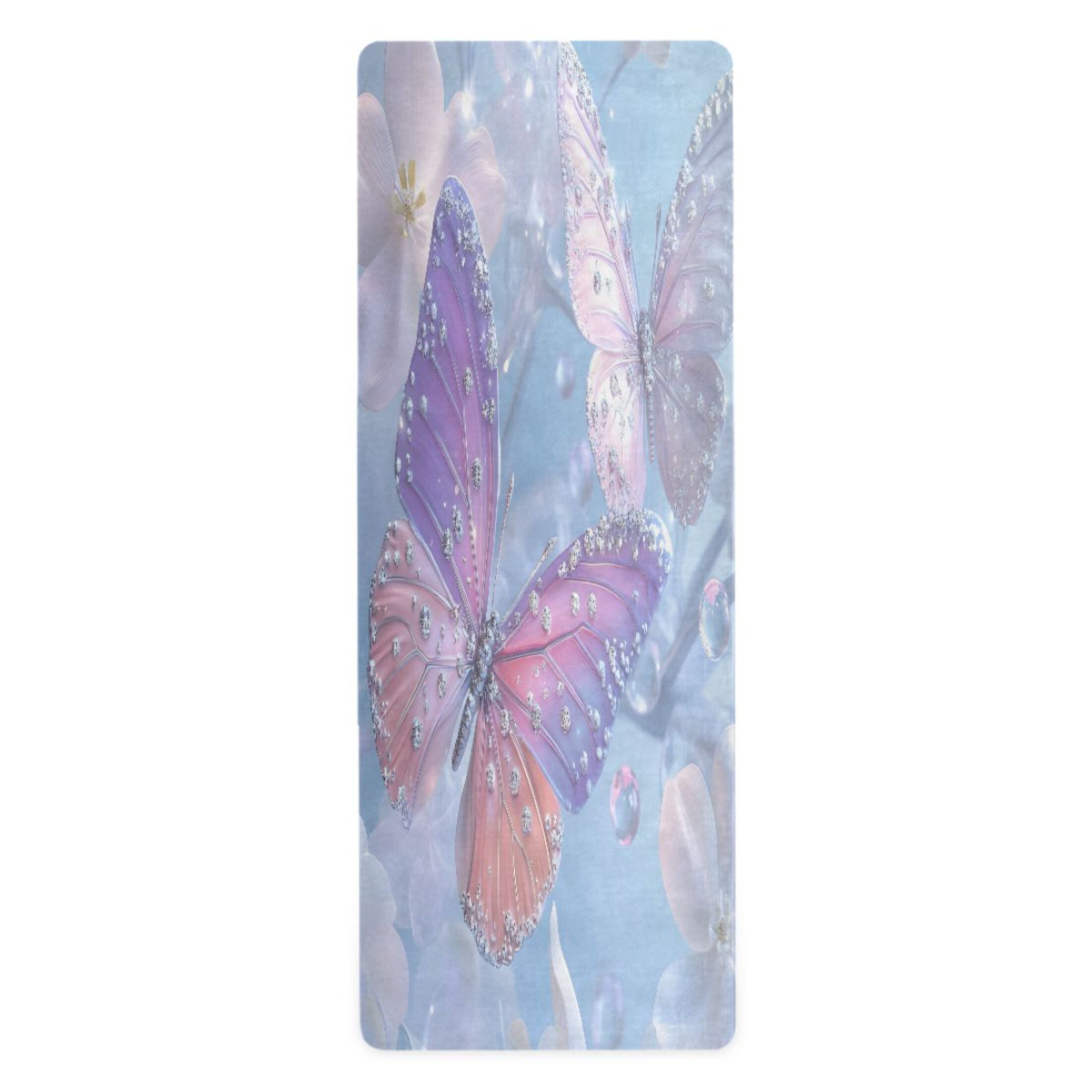 BZSMCE Yoga Mat Women Fitness Mat Aqua Sparkle Butterfly Pattern
