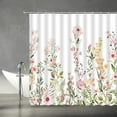 thumbnail image 2 of Watercolor Floral Shower Curtain Pink Wildflowers Green Leaves Spring Plant Nature Garden Retro Fabric Home Bathroom Decor Set with Hooks（70" Wx84 H）, 2 of 3