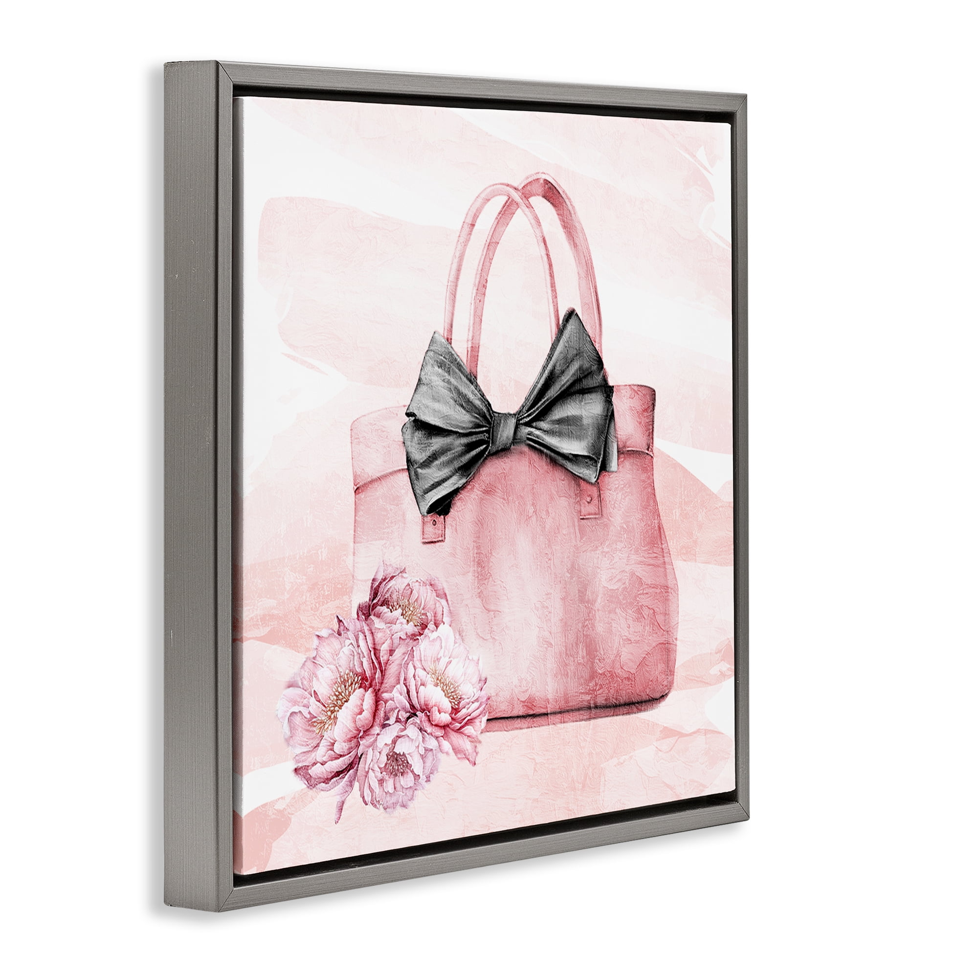 Stupell Industries Glam Time Handbag Gray Framed Floater Canvas Wall Art, design by Kim Allen