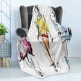 thumbnail image 4 of Teen Room Soft Flannel Fleece Throw Blanket, Fashion Models Walking on Runway Girly Colorful Abstract Sketch Artwork Design, Cozy Plush for Indoor and Outdoor Use, 60" x 80", Multicolor, by Ambesonne, 4 of 5