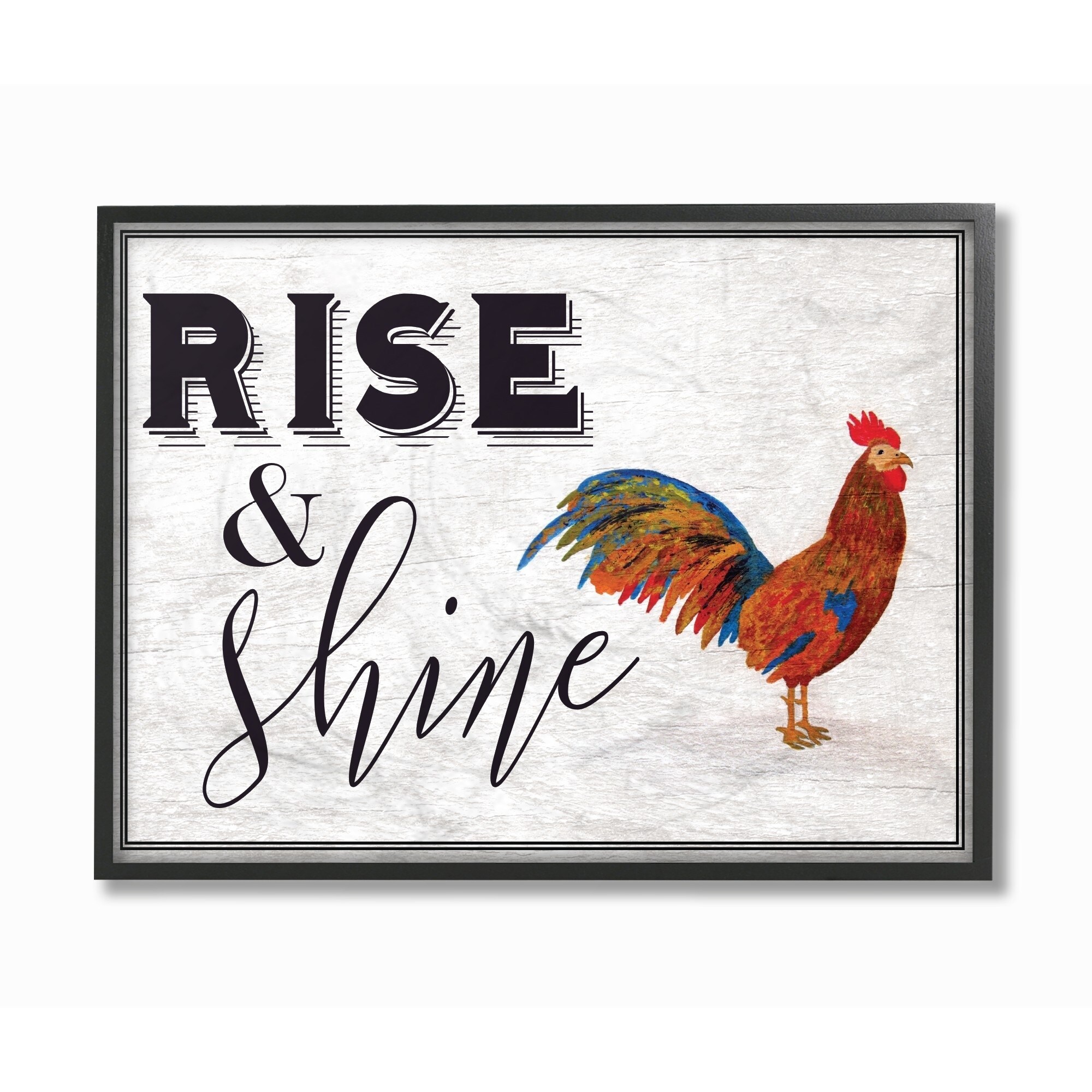 Stupell Rise And Shine Rooster White Framed Giclee Wall Art 11 x 14