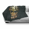thumbnail image 3 of Modern Soft Flannel Fleece Throw Blanket, Gothic Skull with Fractal Effects Flame Evil Halloween Concept, Cozy Plush for Indoor and Outdoor Use, 50" x 70", Pale Caramel Dark Grey, by Ambesonne, 3 of 6