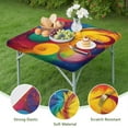 thumbnail image 4 of Colorful Circular Pattern Square Fitted Tablecloth with Elastic Edge,Square Table Cover,Washable Elastic Table Cover for Home Kitchen Party Decor 34"x34", 4 of 6