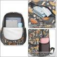 thumbnail image 4 of Mushroom and Sprig Black Pattern 17" Waterproof Oxford School Backpacks for Teens, S-Shape Padded Straps, for School, Travel, Hiking, Camping, 4 of 5