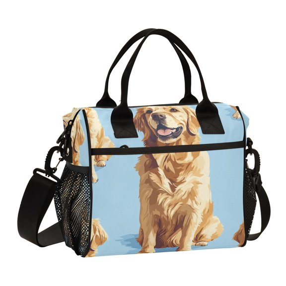 Ckdifva Golden Retriever Dogs Cooler Bag Cooler Cooling Tote Lunch Bag Lunch Box Front Pocket with Shoulder Strap