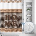 thumbnail image 2 of No Hook Shower Curtain, Farmhouse Shower Curtains for Bathroom with See Through Top Window, Vintage Country Texas Star Plaid Wooden Grain Waterproof & Washable Bath Curtain 60"x72", 2 of 9