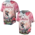 thumbnail image 3 of Hello Valentine’s Day Pitbull Flower Crown Romantic Pink Floral All Over Print 3D Baseball Shirt Terrier Dog Lover Softball Sport - 00031, 3 of 6