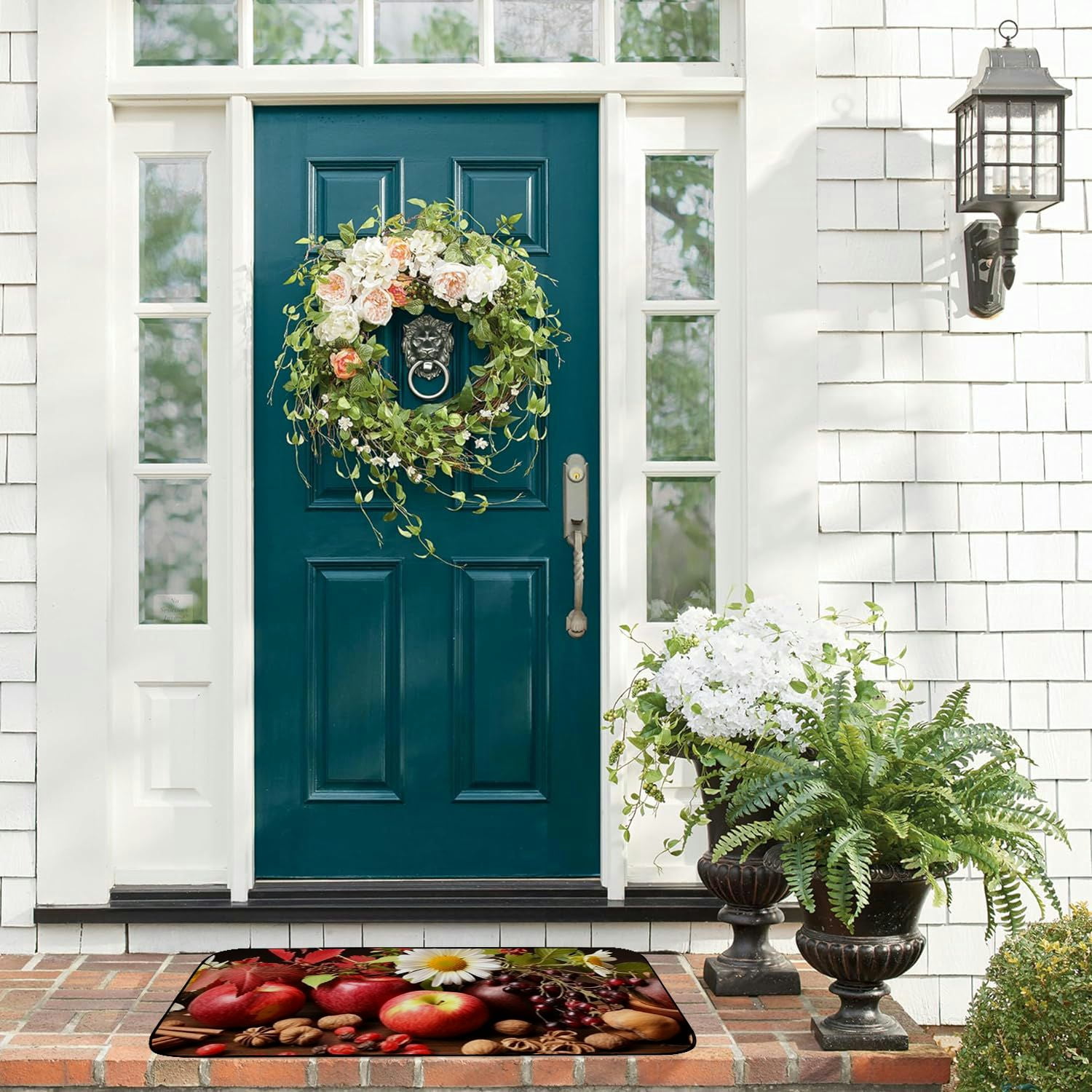 PHYHOO Doormat Floor /Mat - Nature Plants Composition Fruit Autumn Flowers Decorative Door Mat, Door Mat with Non-Slip Rubber Backing, Easy Cleaning, Traps Dirt, for Entry, Patio
