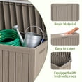 thumbnail image 5 of Joxxoaa 80 Gallon Resin Deck Box, Lockable Patio Outdoor Storage Box for Furniture, Garden Tools and Tools Storage, Waterproof Outside Storage Boxes - Grey, 5 of 7