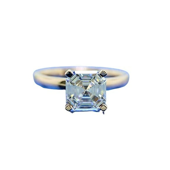 HeartsAndYou 1.3ct Asscher Cut Moissanite Engagement Ring for Women Solitaire Promise 18k White Gold Over Silver