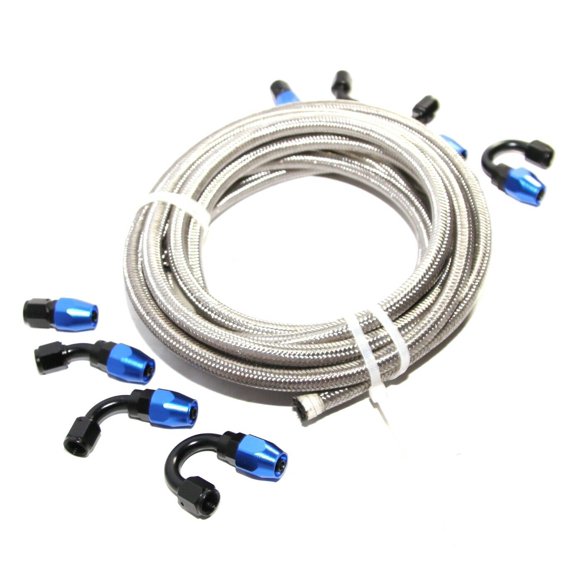 12FT AN8 SS Braided Line+8PCS AN8 BLACK/BLUE Swivel Fitting Adapters COMBO 12FT AN8 SS Braided Line+8PCS AN8 BLACK/BLUE Swivel Fitting Adapters COMBO