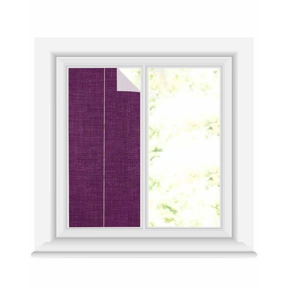 Window Privacy Film Dark Purple Stained Glass Window Film Decorative Sun Block Window Cover Rustic Countryside Farm Solid Colored Window Clings Static Adhesive Sticker for Bathroom 19.6"x39.3"